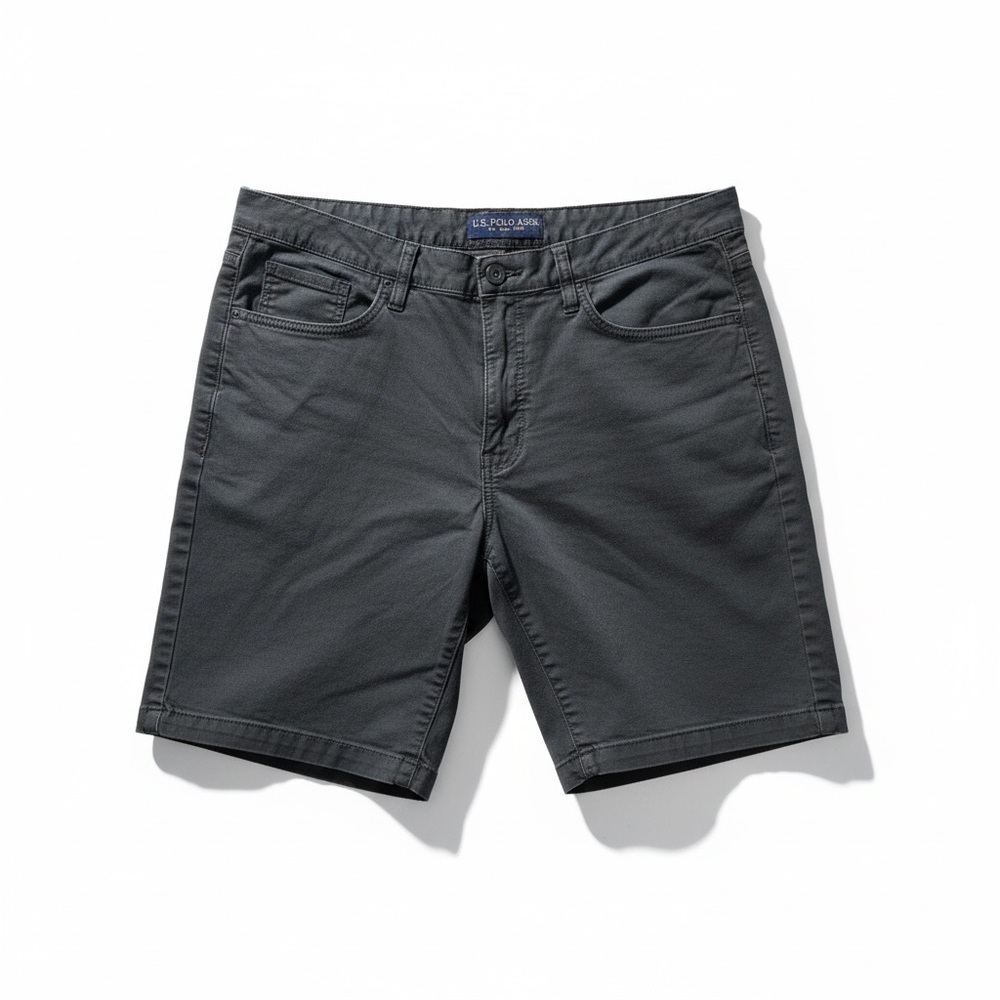 U.S. Polo Assn. Men's Flat Front Shorts in Charcoal